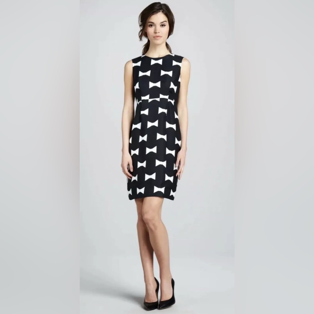 kate spade Black and White Bow-Print Mini Dress